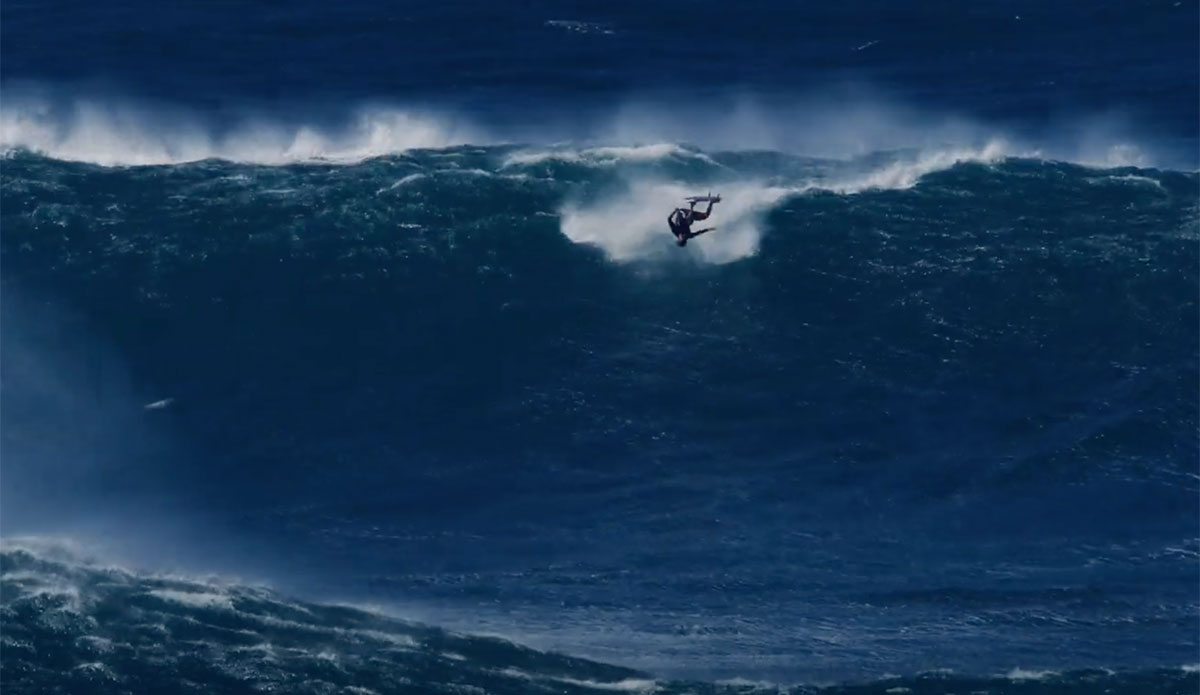 Kai Lenny surfing Jaws