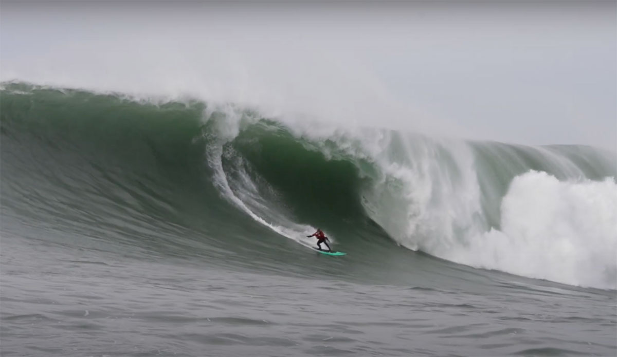 Pete Mel surfing Maverick's