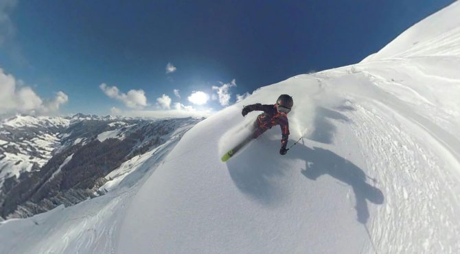 skier with ski helmet
