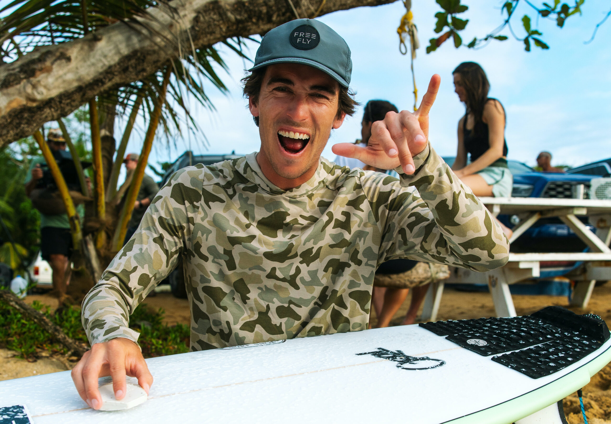 The Free Fly Ambassador wears the comfy, protective Bamboo Shade Long Sleeve and his trusty Wave 5-Panel Hat (photo/Free Fly)
