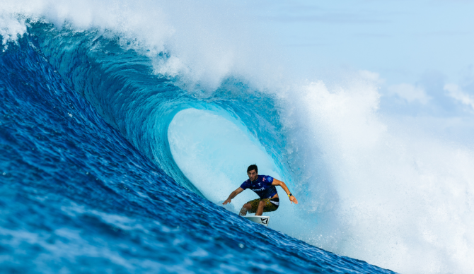 OAHU, HAWAII - FEBRUARY 21: Jack Robinson of Australia surfs in the Final at the Hurley Pro Sunset Beach on February 21, 2024 at Oahu, Hawaii. (Photo by Brent Bielmann/World Surf League)