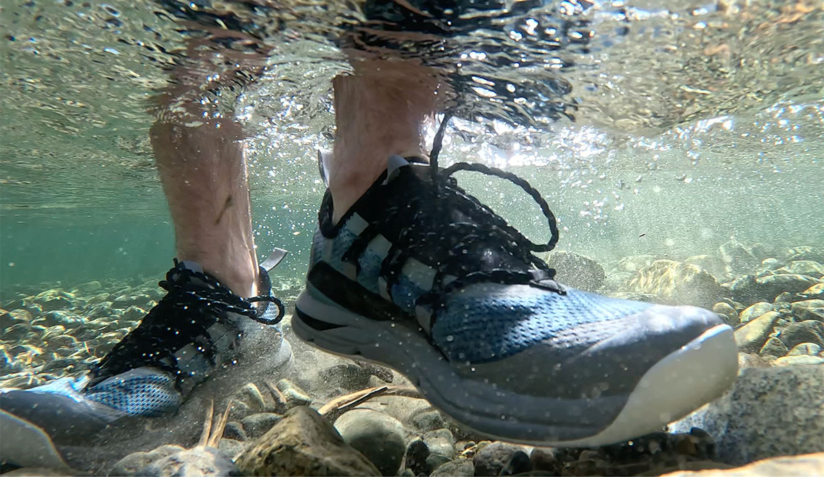 an underwater view of the Danner Rivercomber water shoes