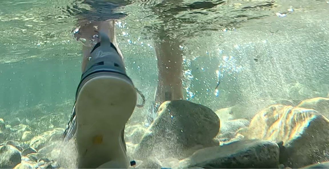 an underwater shot of the Danner Rivercomber outsoles