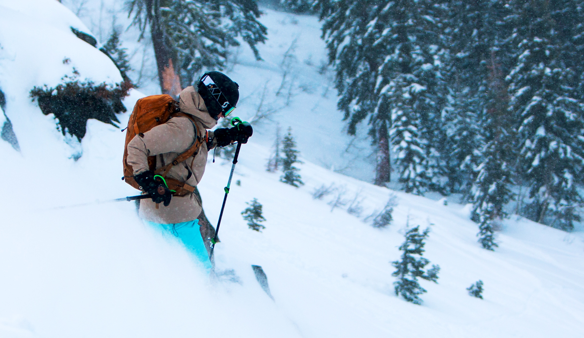 Skiing in the Arc'teryx Sabre Insulated Ski Jacket