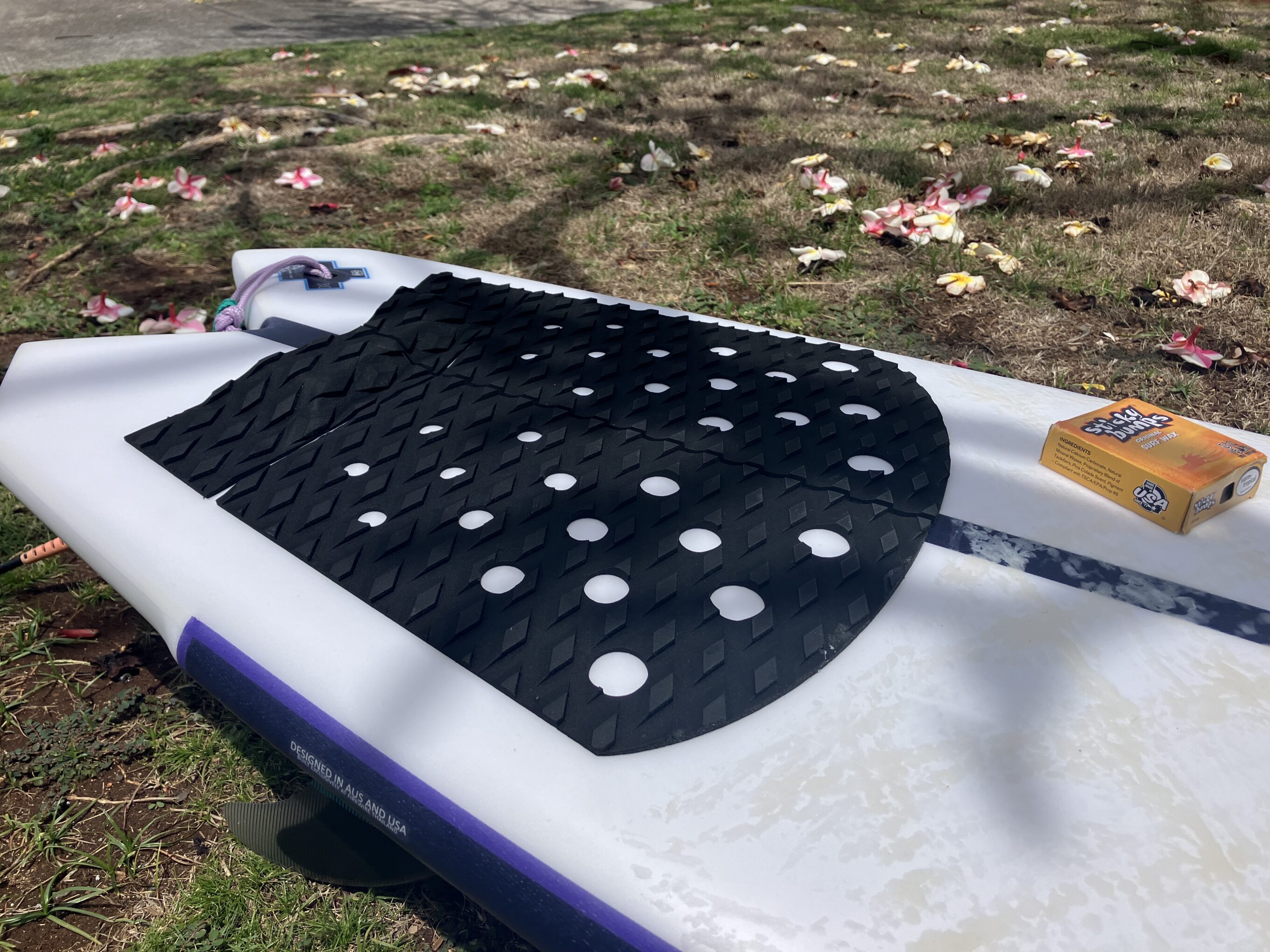 a traction pad on a surfboard