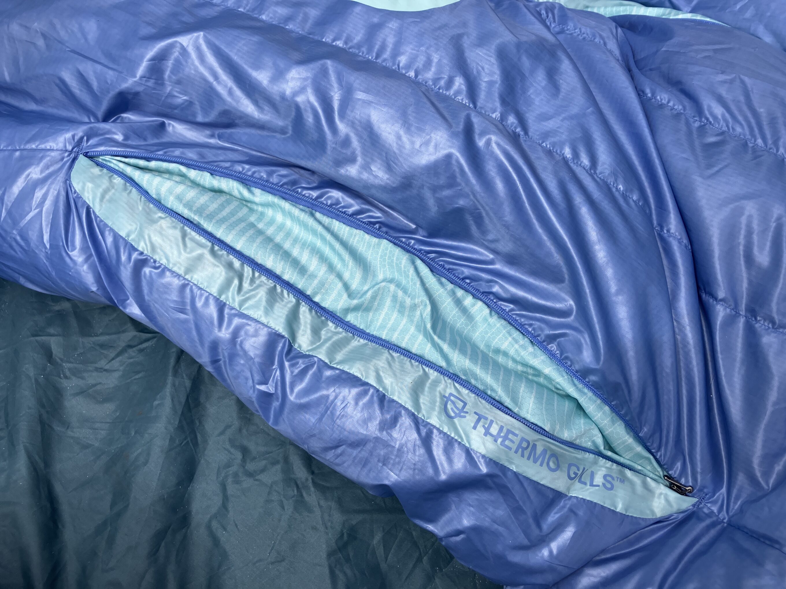 thermo gills on a camping sleeping bag
