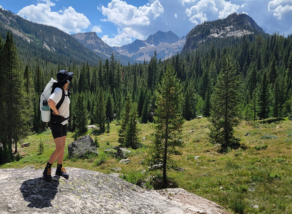 a backpacker out in the Sawtooth Mountains of Idaho
