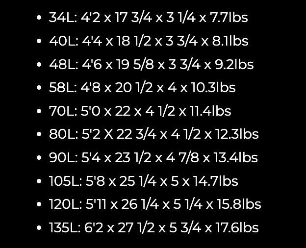 Armstrong Wing FG Sizes