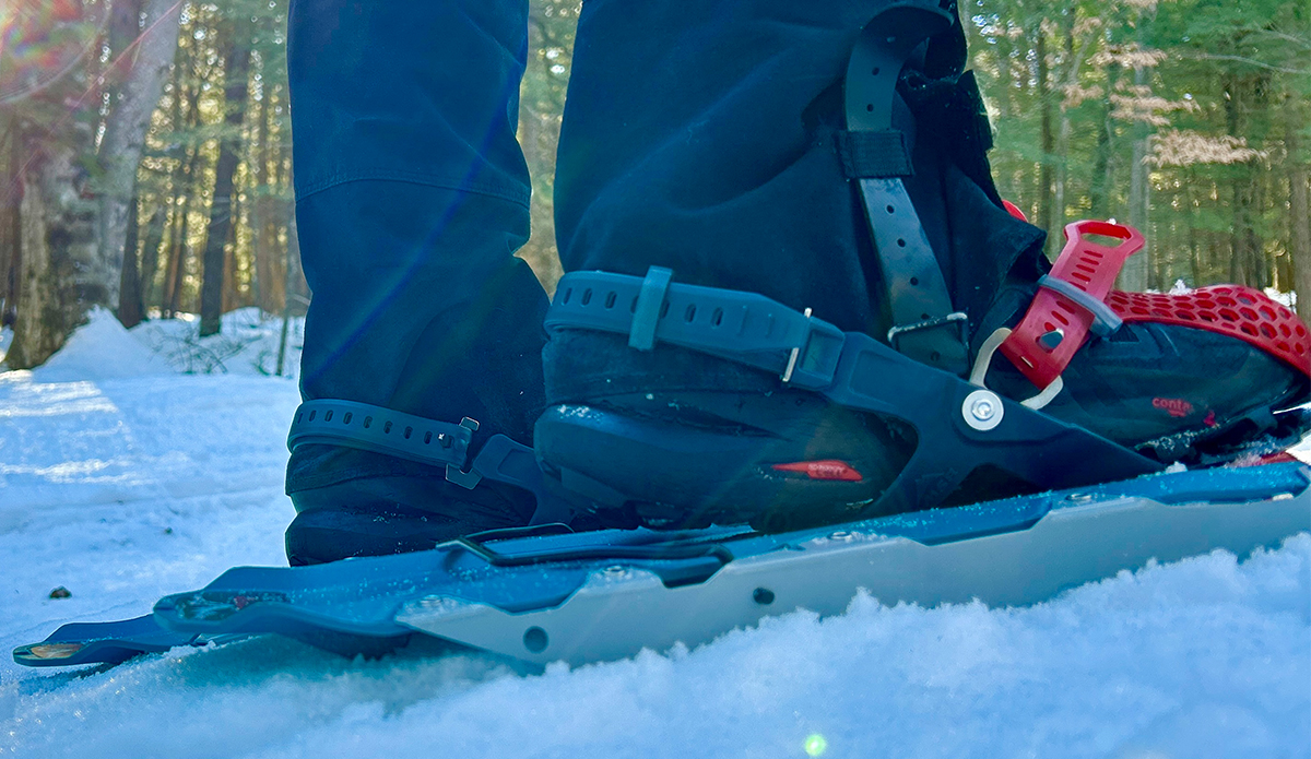 An up close view of the traction and heel lift bars on the MSR Revo Ascent