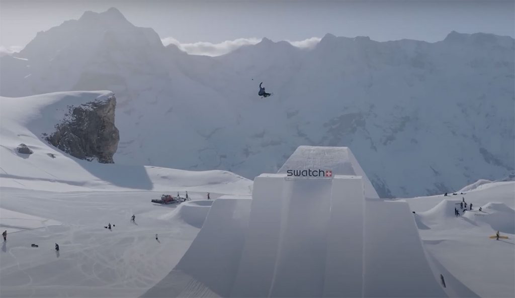 Valentino Guseli breaking world record snowboard air