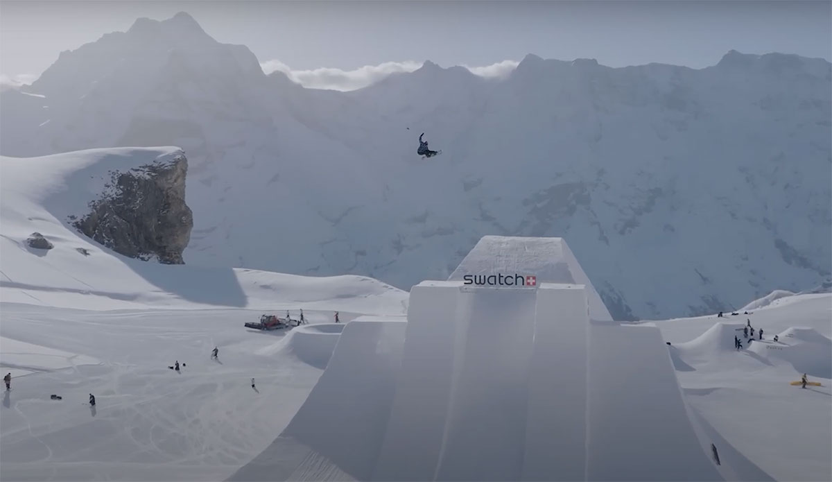 Valentino Guseli breaking world record snowboard air