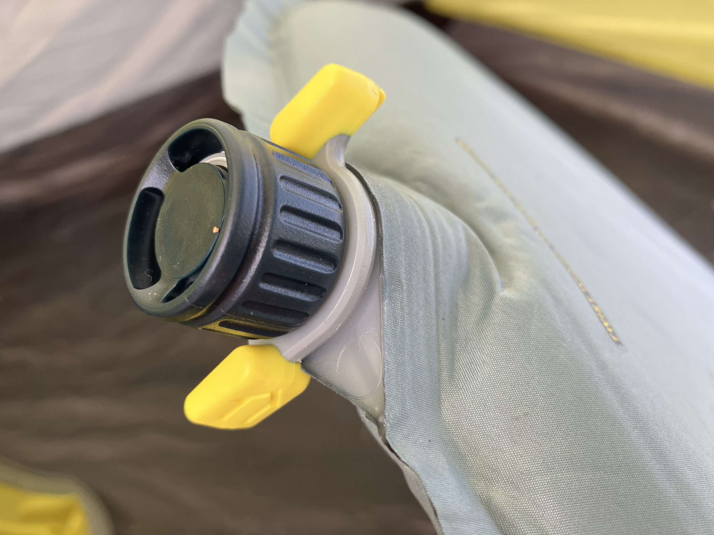 inflation valve on a sleeping pad 
