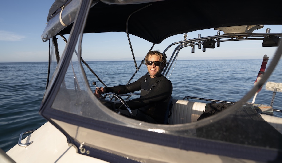 Nathan Garrison at the helm in California. Photo: Tony Czech