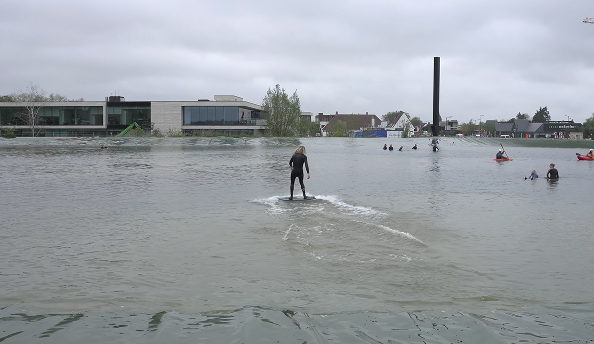 Blair Conklin skims into the unknown at Allwaves' new pool in Belgium. Photo: Blair Conklin // YouTube