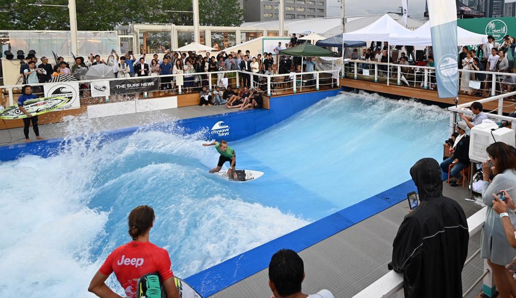 The Citywave deep-water standing wave pool located in Tokyo, Japan. Photo: CItywave