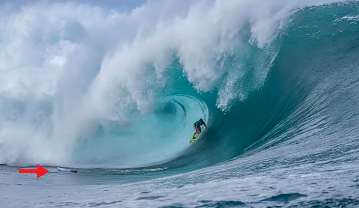 Watch Matahi Drollet Jump Over Joan Duru's Discarded Surfboard in a Teahupo'o Pit