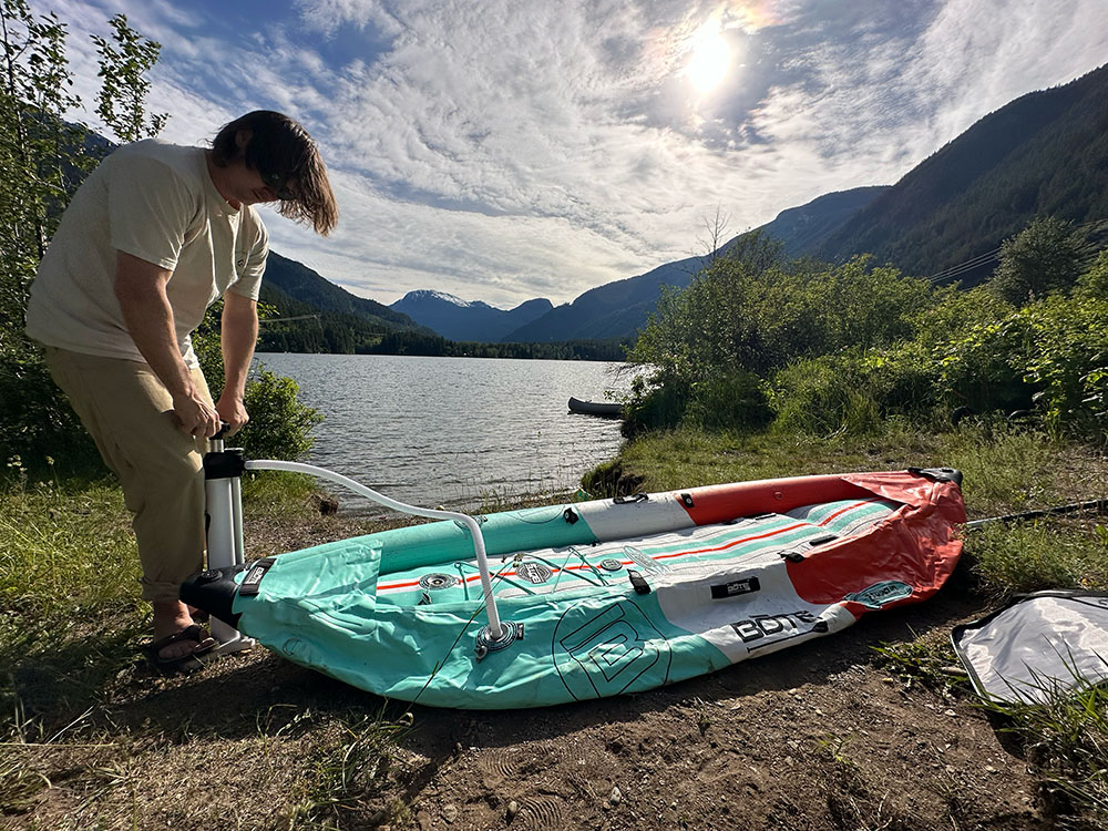 inflating the bote aero zeppelin inflatable kayak