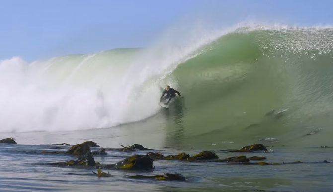 In 'Kelp Town,' Adin Masencamp explains how to dodge kelp for just long enough to snag a wave at South Africa's Pipeline. Photo: Now Now Media // YouTube