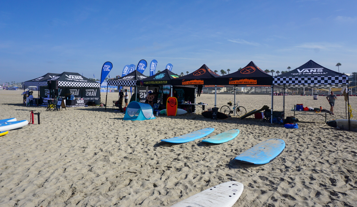 Surfboards at a surf school