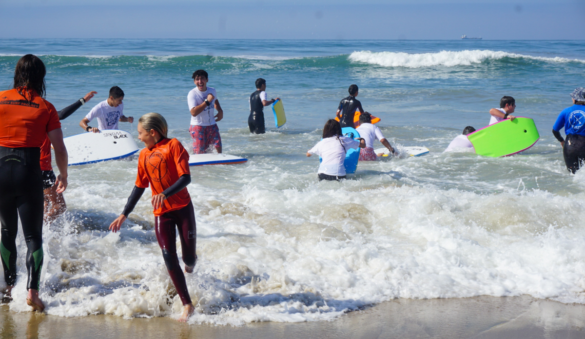 boogie boards with a surf school