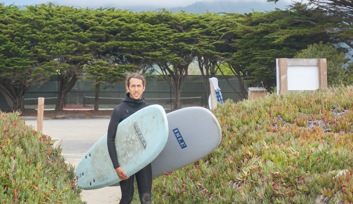 Will Sileo with foam surfboards