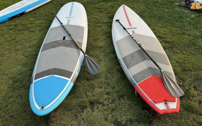 Naish paddle boards Nalu and Mad Dog side by side
