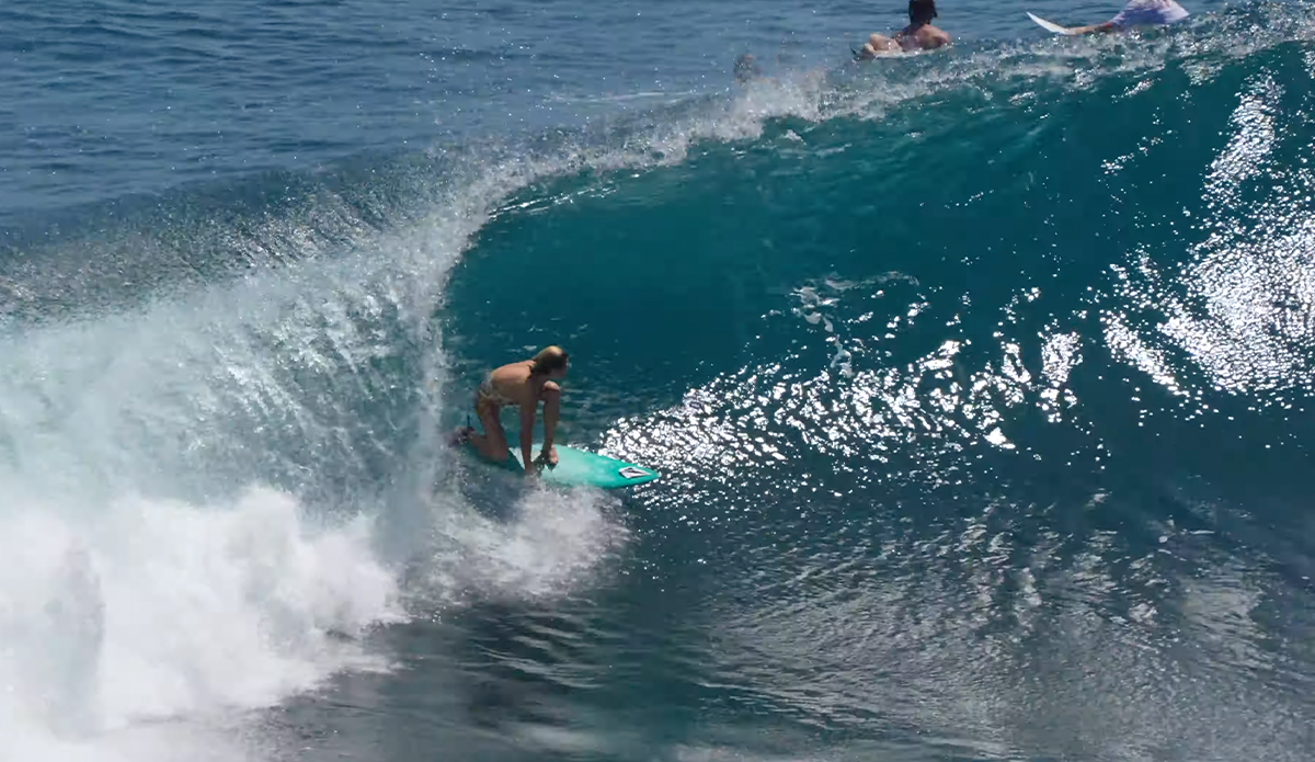 Coco Ho tucking into a barrel at Uluwatu. Photo: Mason Ho // YouTube