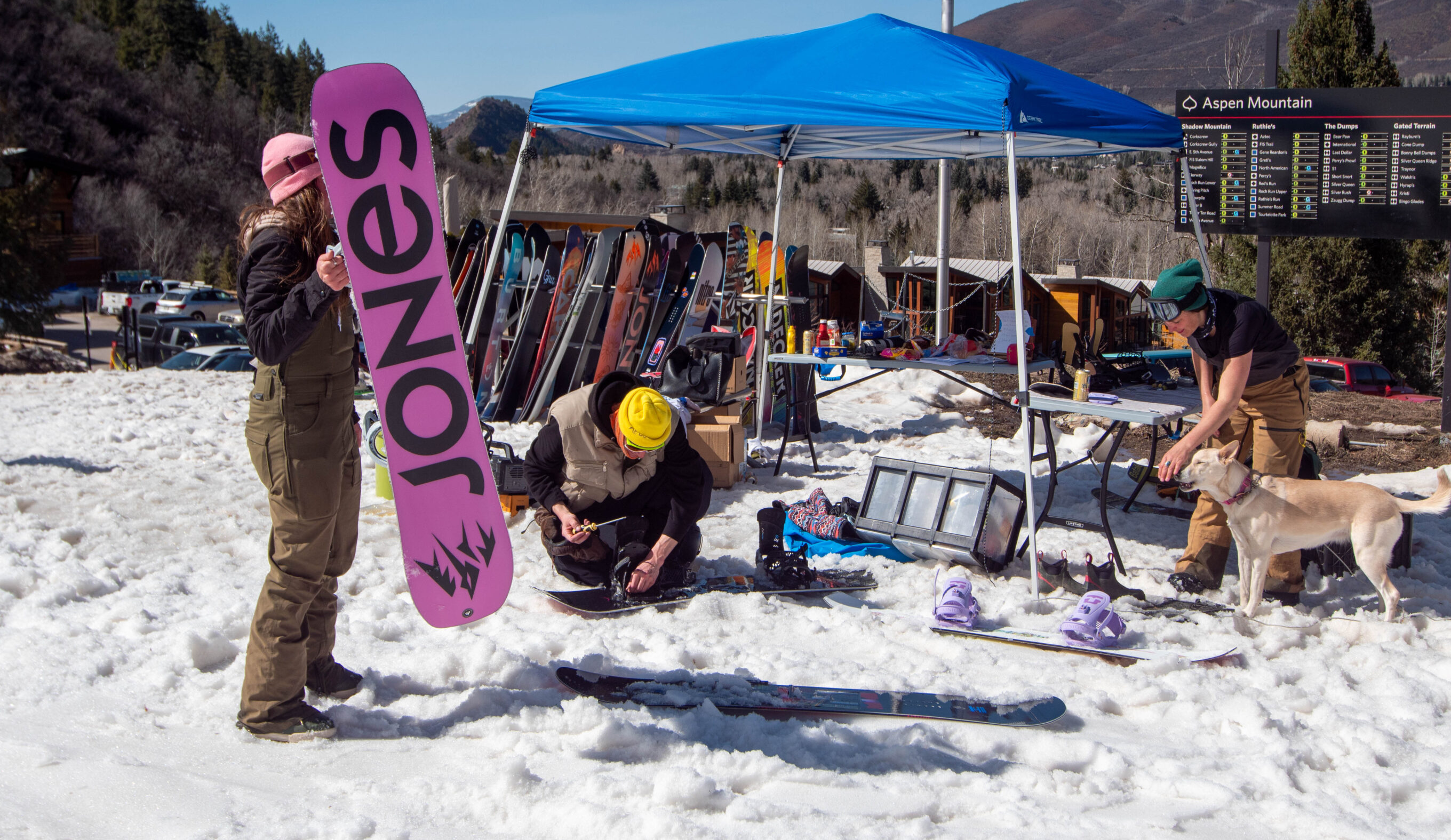 Snowboard testing setup for The Inertia Snowboard Test