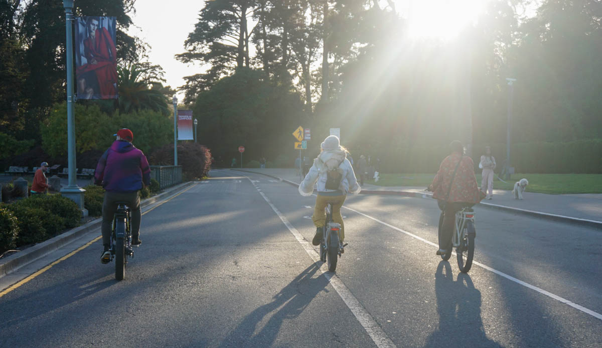 Riding fat tire electric bikes in golden gate park