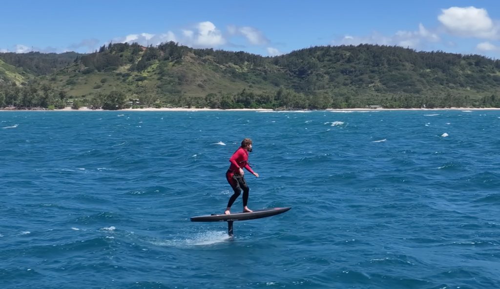 Nathan Florence on a marathon foiling session. Photo: Nathan Florence // YouTube