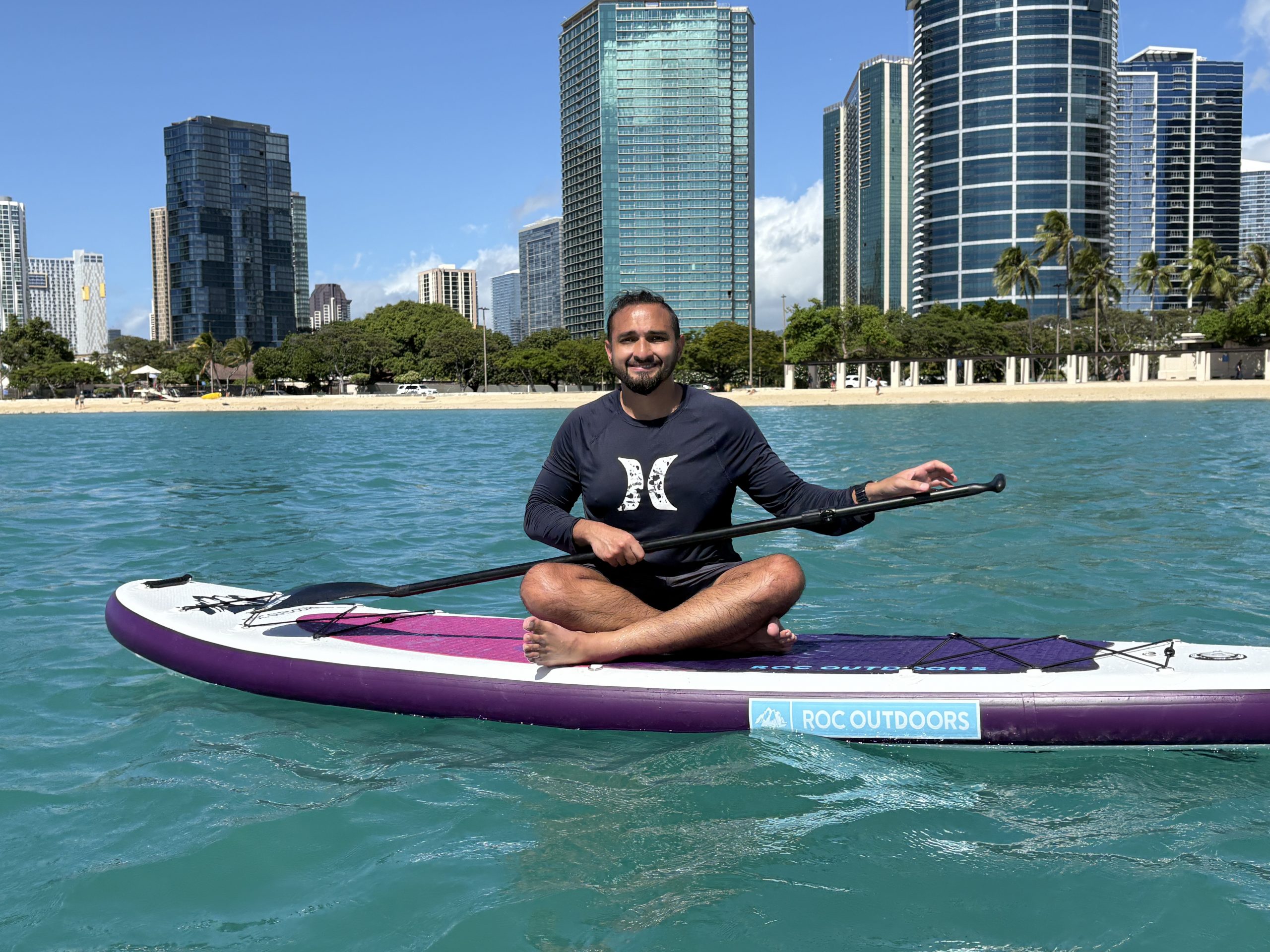 a man on a paddle board