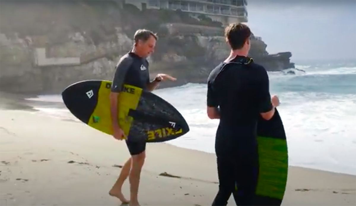 56-Year-Old Tony Hawk Shreds on a Skimboard with Brad Domke