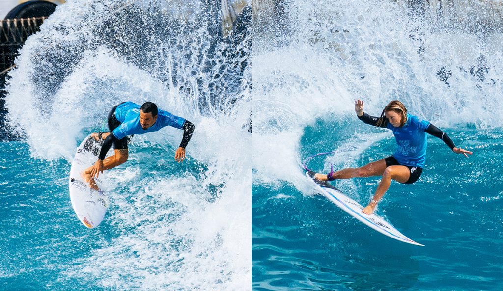 Italo Ferreira and Caitlin Simmers took home yellow jerseys at the Surf Abu Dhabi Pro. Photos: WSL // Max Physick