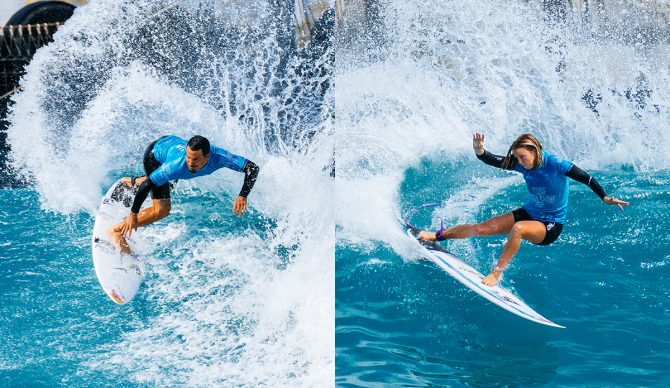 Italo Ferreira and Caitlin Simmers took home yellow jerseys at the Surf Abu Dhabi Pro. Photos: WSL // Max Physick