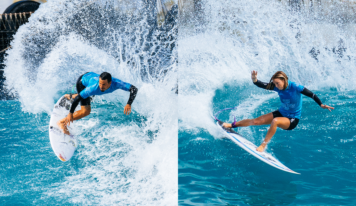 Italo Ferreira and Caitlin Simmers took home yellow jerseys at the Surf Abu Dhabi Pro. Photos: WSL // Max Physick