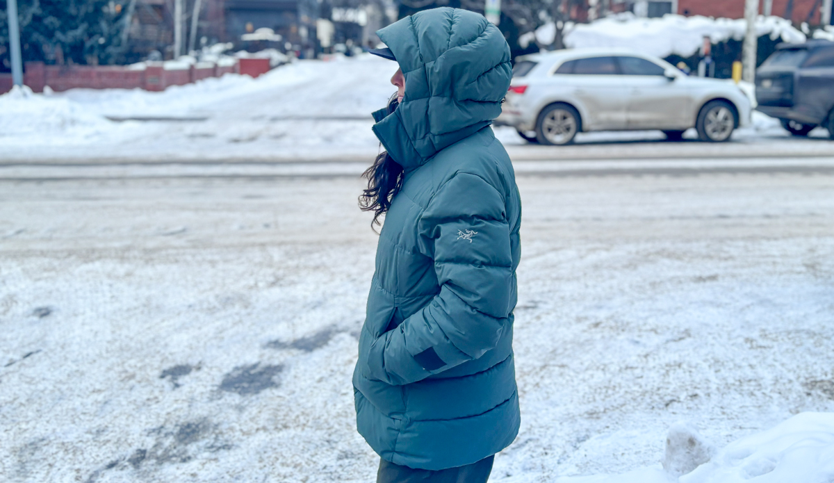 wearing the Arc'teryx Thorium Hoody Women's around town