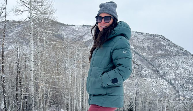 Heather in the Arc'teryx Thorium Hoody Women's