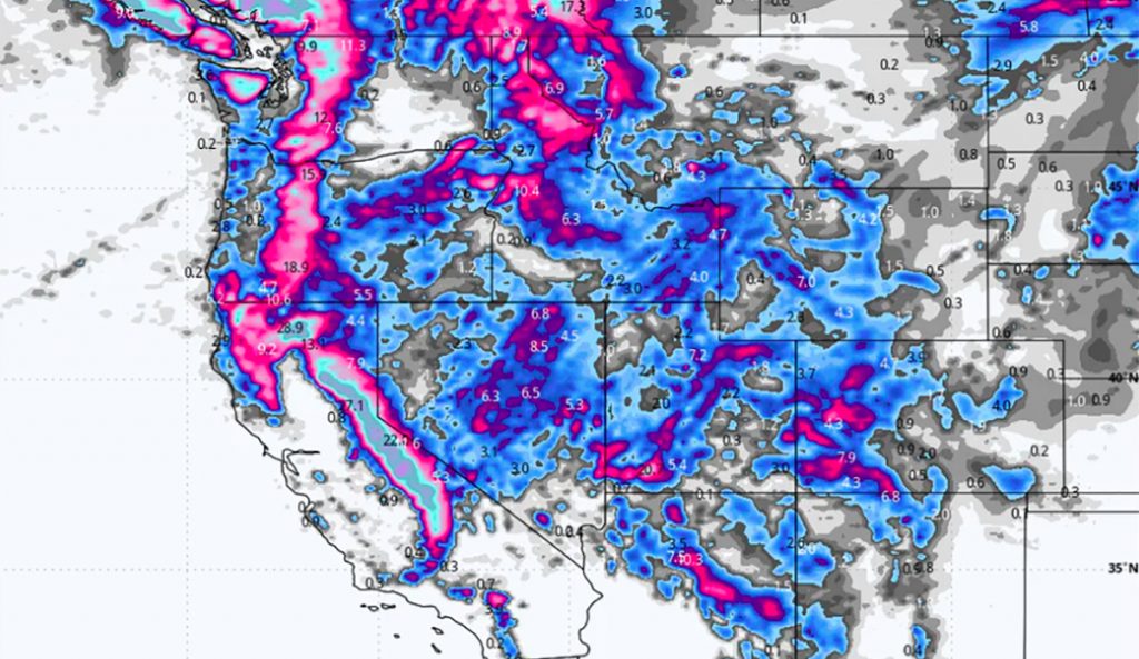 Atmospheric River Set to Dump 2-4 Feet of Snow on Sierra and Other Parts of the West