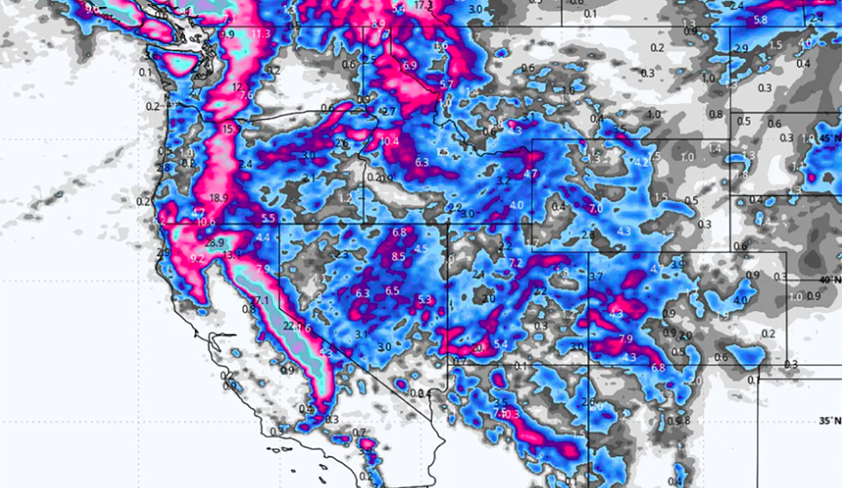 Atmospheric River Set to Dump 2-4 Feet of Snow on Sierra and Other Parts of the West