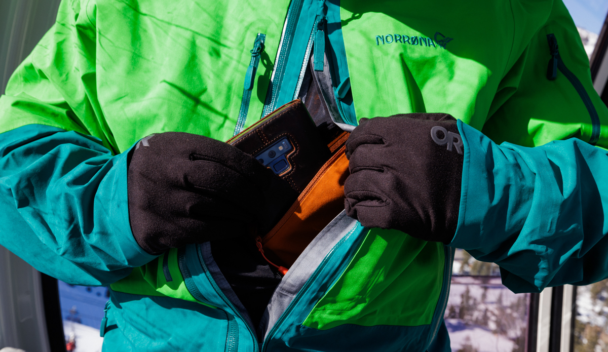 Interior pocket access on the Norrona Lofoten Pro