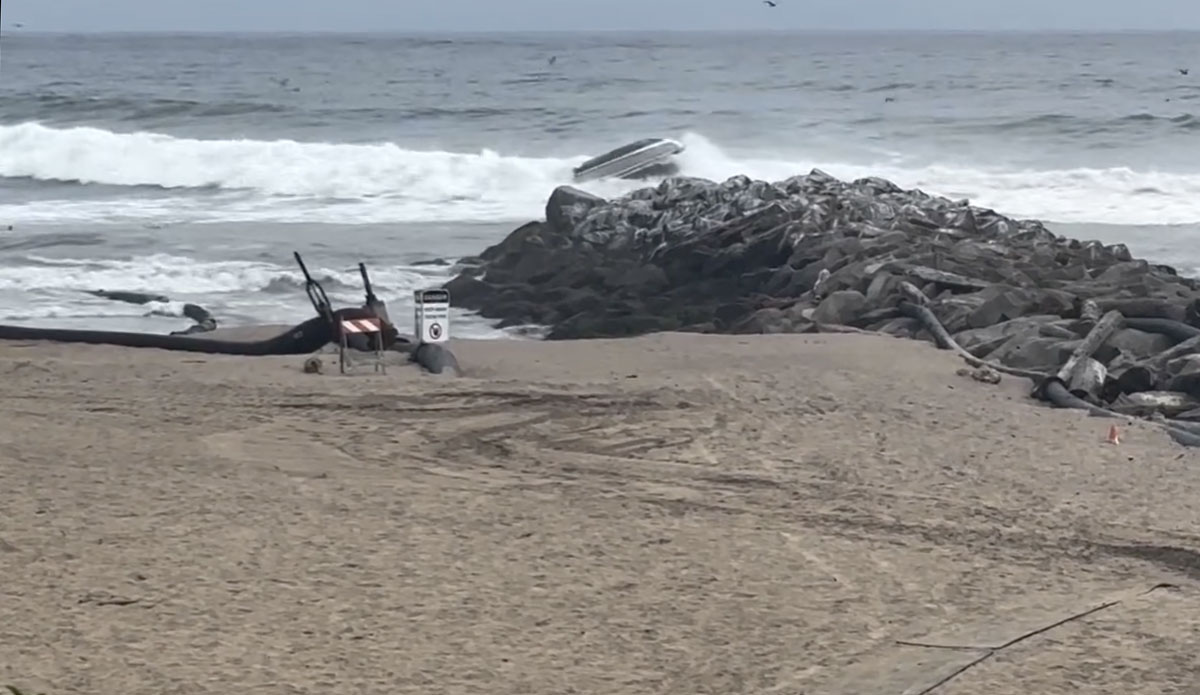 Boat flips at Santa Cruz Harbor