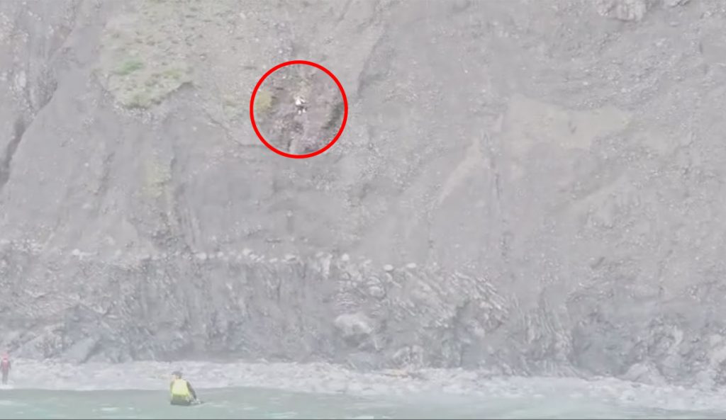 Hiker on cliff