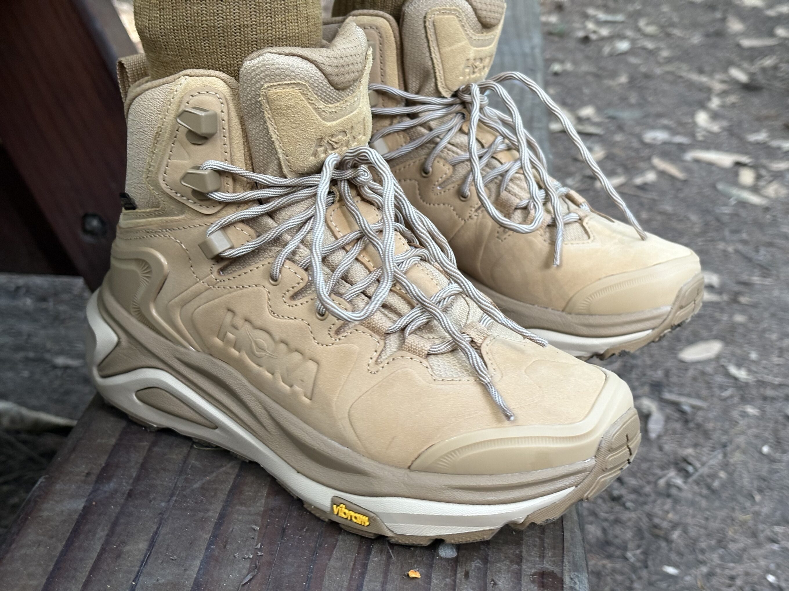 a pair of Hoka Kaha 3 GTX hiking boots
