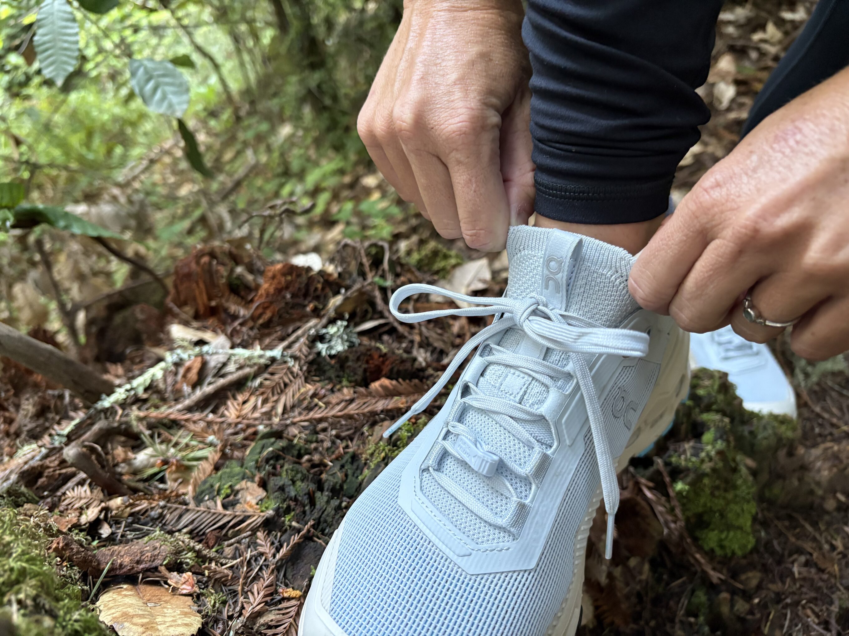 a close up of a women's hiking shoes