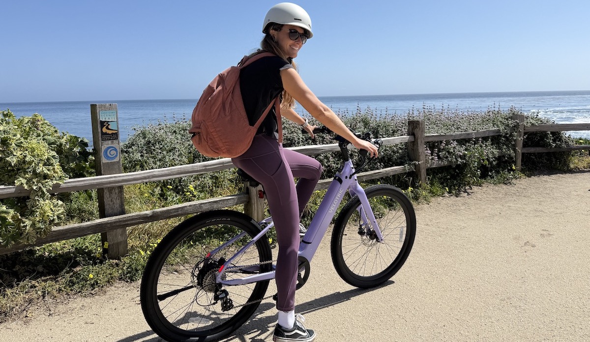 a woman on a Breeze electric bike