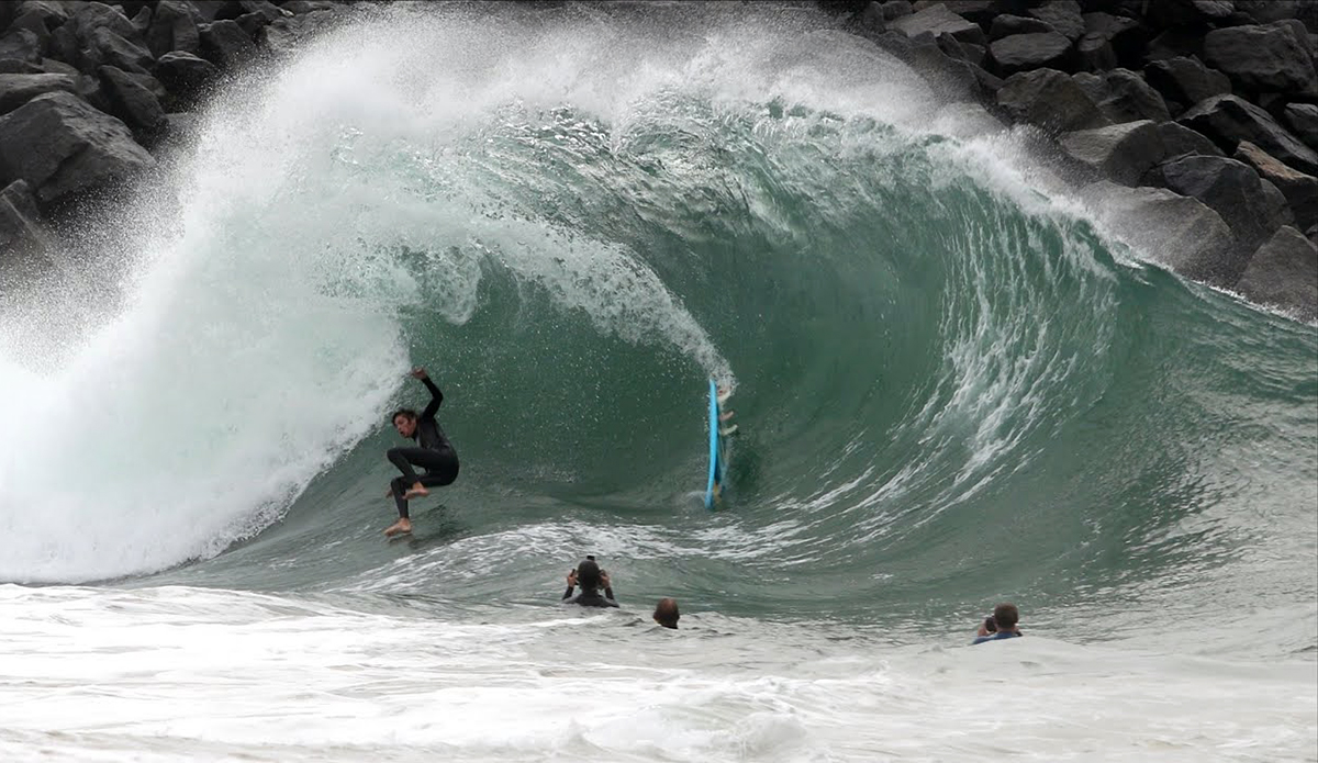 Minutes of Surfers Taking Absolute Beatings at the Wedge