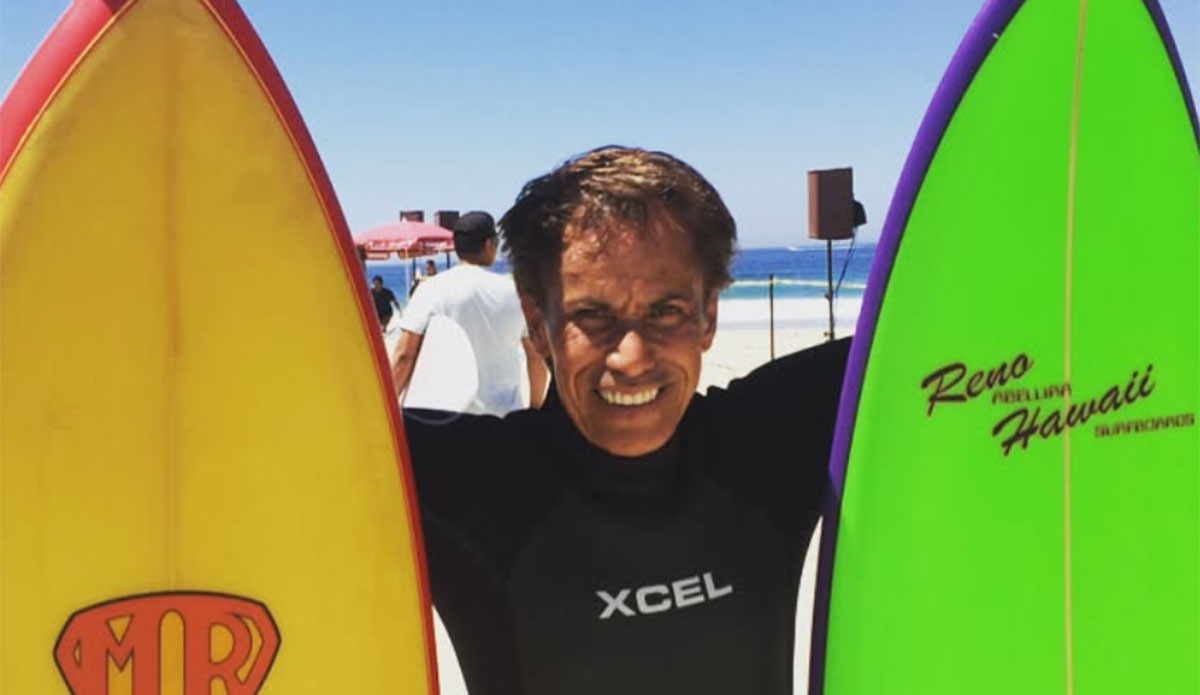 Reno Abellira with surfboards