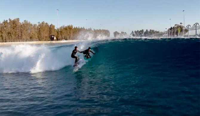 Rob Machado surfing with his son