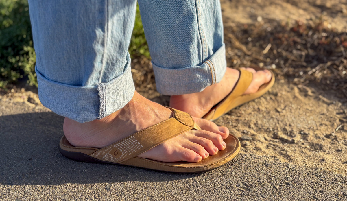 close up Olukai Tuahine on feet