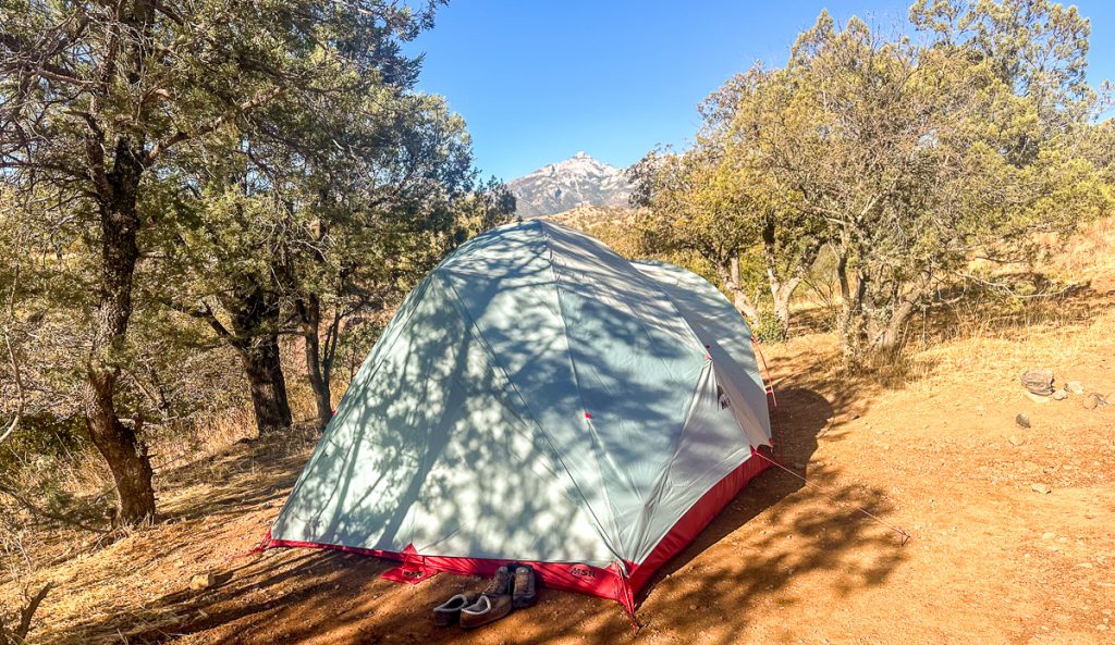 tent with mountain view